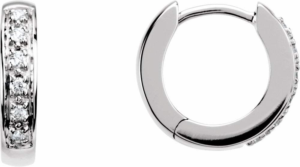 14K White Gold 1/10 CTW Natural Diamond Hinged 12.4 mm Hoop Earring