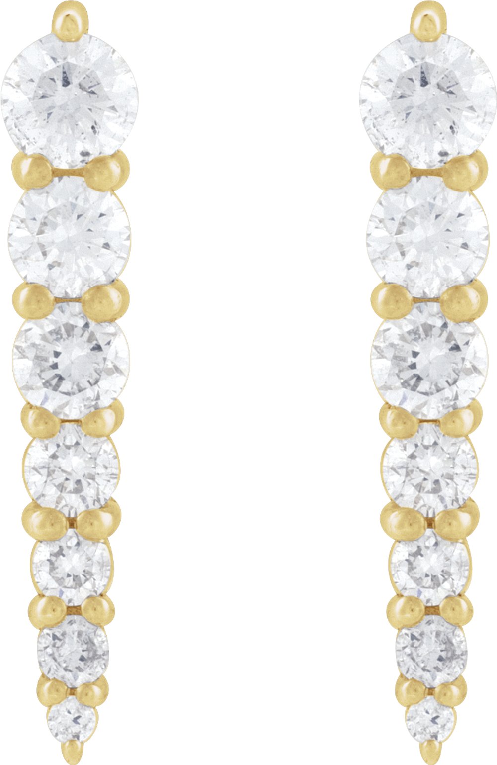14K Yellow Gold 1/3 CTW Natural Diamond Graduated Bar Earrings
