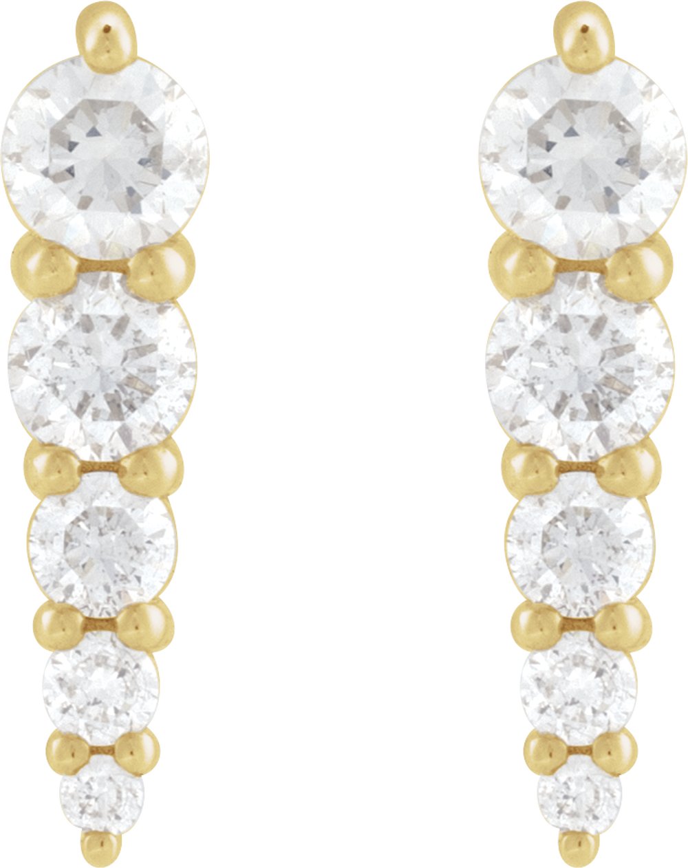 14K Yellow 1/2 CTW Natural Diamond Graduated Bar Earrings