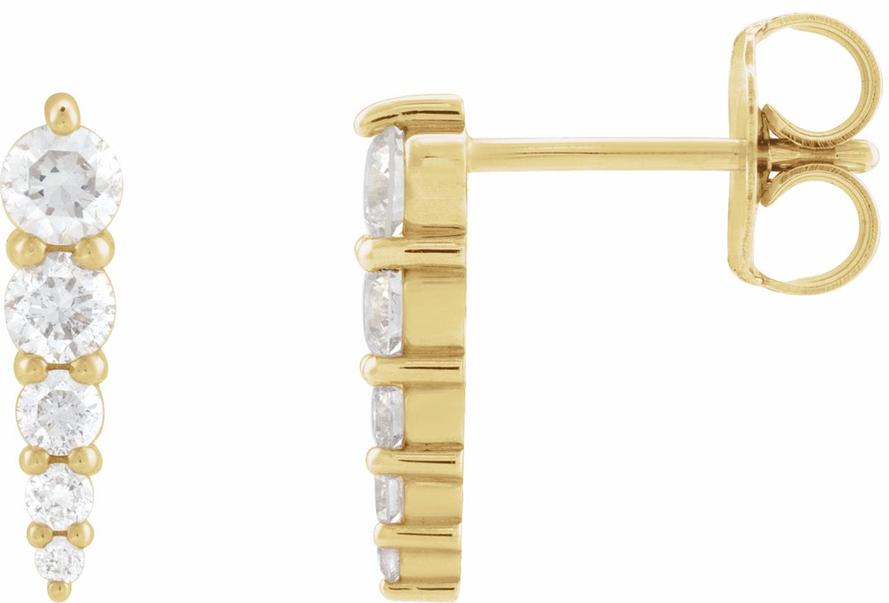 14K Yellow 1/2 CTW Natural Diamond Graduated Bar Earrings