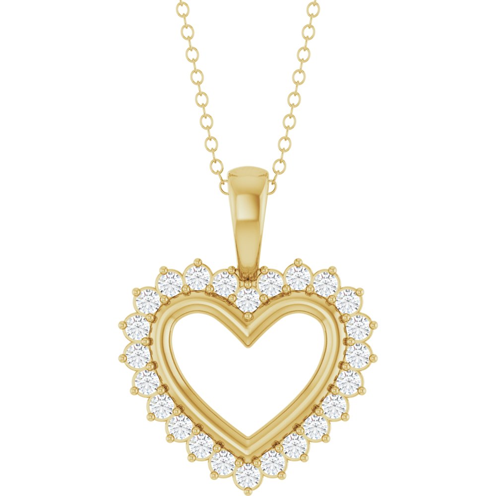 14K Yellow Gold 1/3 CTW Natural Diamond Heart 16-18" Necklace