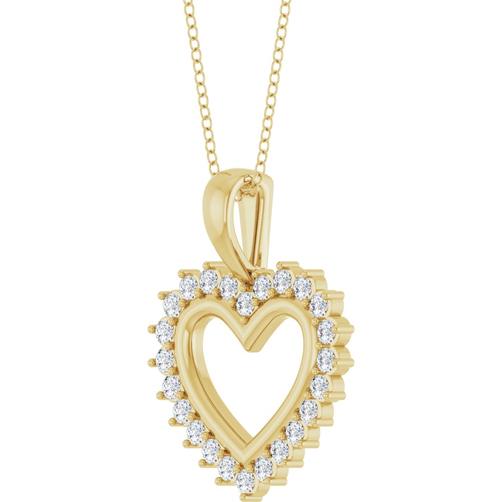 14K Yellow Gold 1/3 CTW Natural Diamond Heart 16-18" Necklace