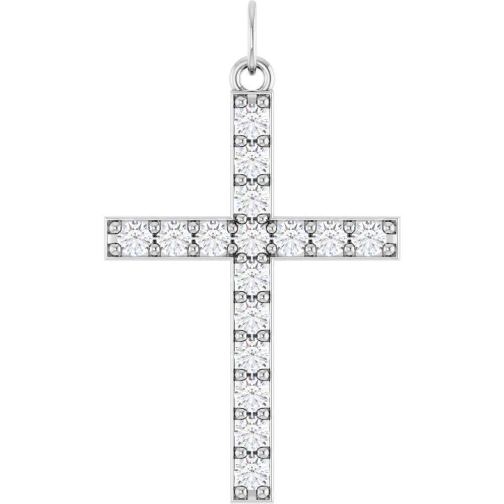 14K White Gold 1/2 CTW Lab-Grown Diamond Cross Pendant
