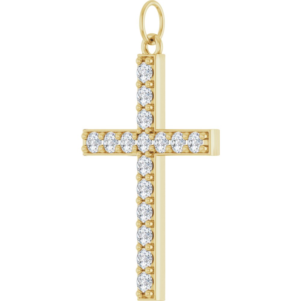 14K Yellow Gold 1/2 CTW Lab-Grown Diamond Cross Pendant