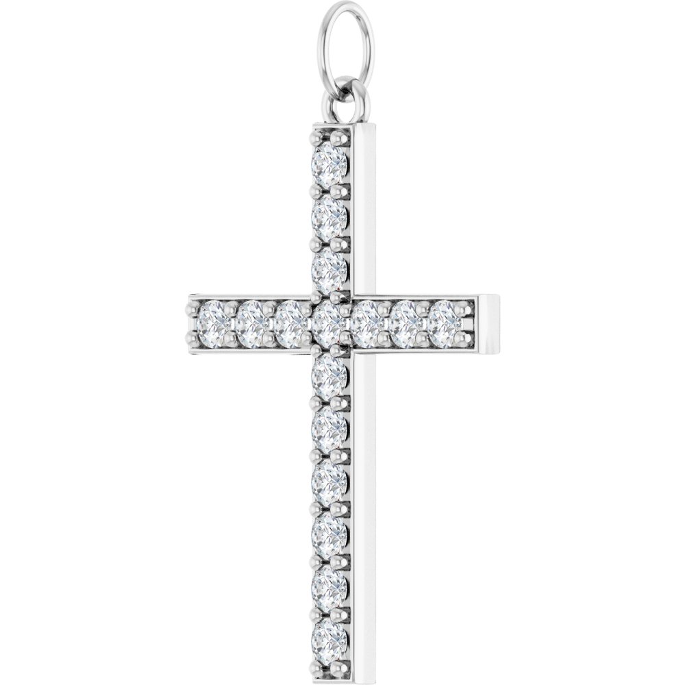 14K White Gold 1/2 CTW Lab-Grown Diamond Cross Pendant
