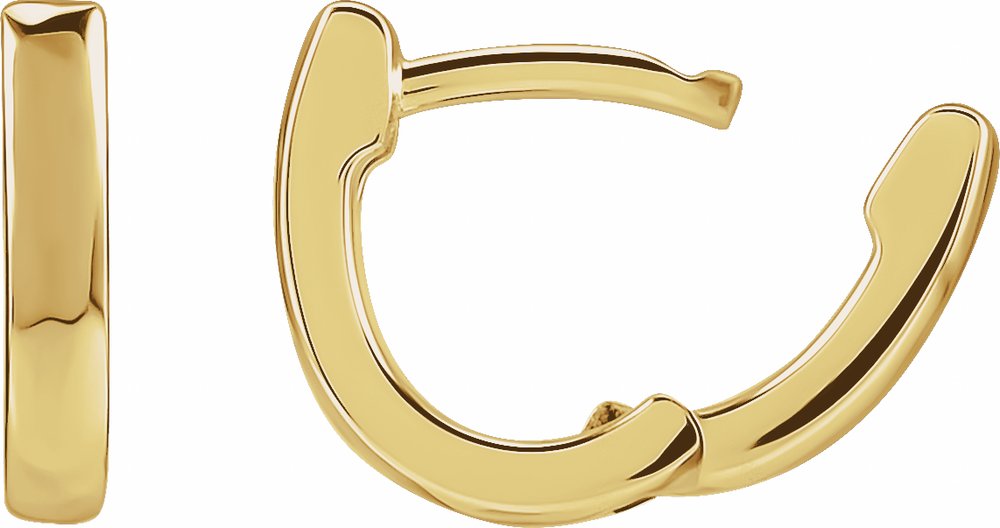 14K Yellow Gold 10 mm Hinged Hoop Earrings