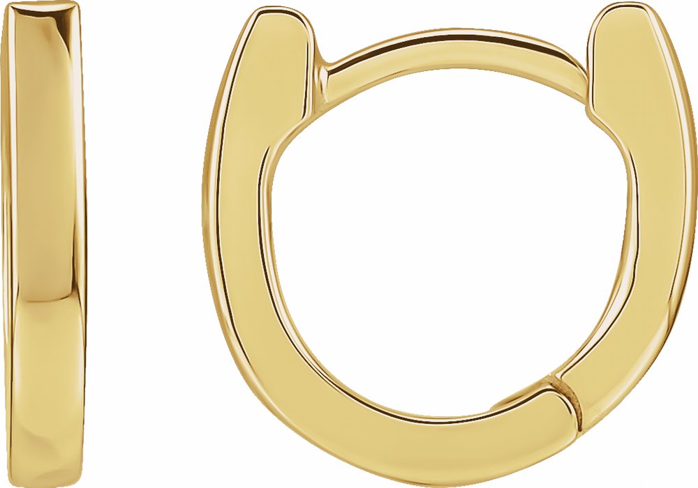14K Yellow Gold 12.5 mm Hinged Hoop Earrings