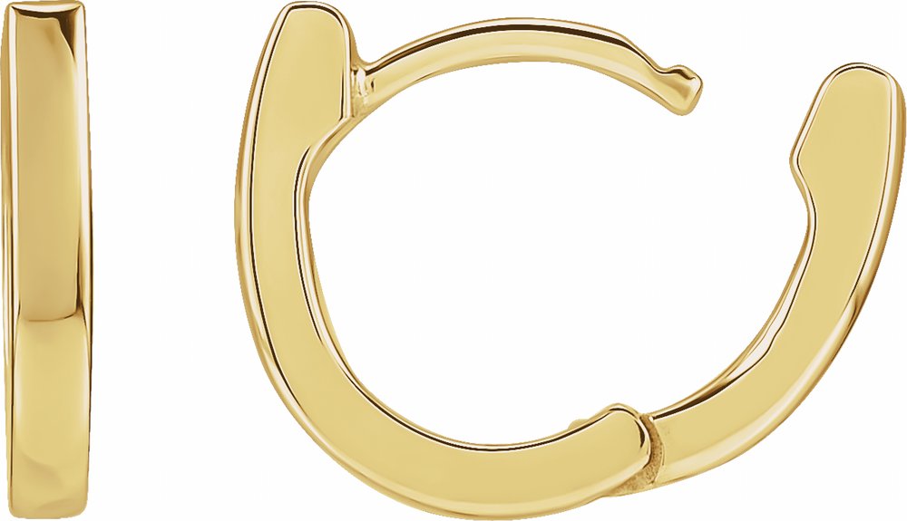 14K Yellow Gold 12.5 mm Hinged Hoop Earrings