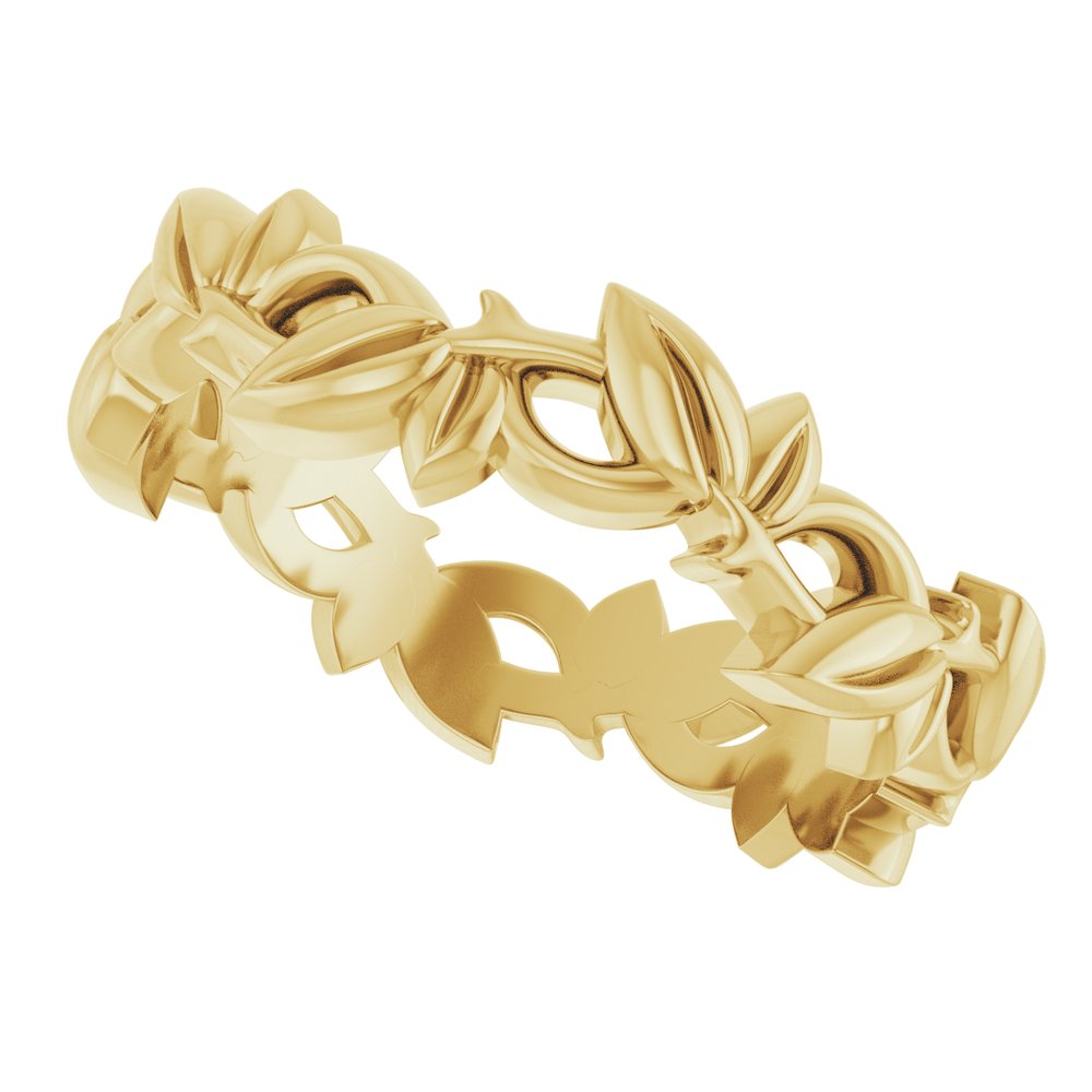 14K Yellow Gold 4.5 mm Floral Pierced Band Size 7