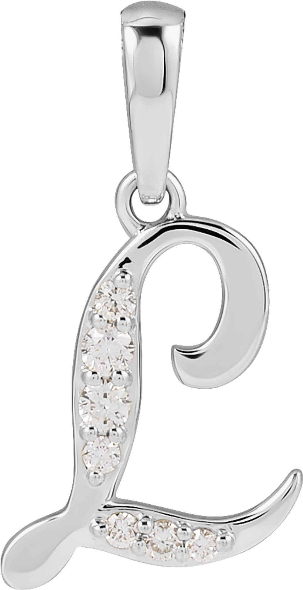 14K White Gold 1/10 CTW Natural Diamond Initial L Pendant
