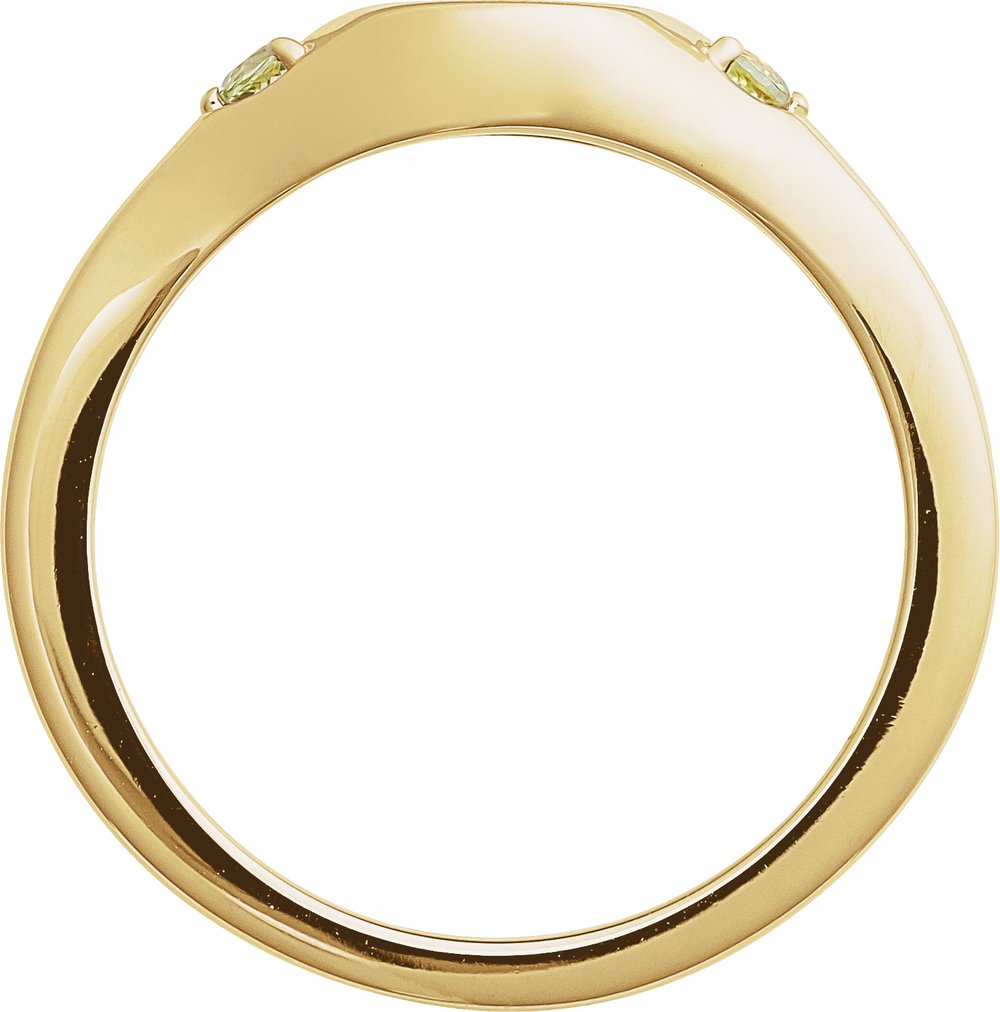 14K Yellow Gold Engravable Natural Peridot Signet Ring
