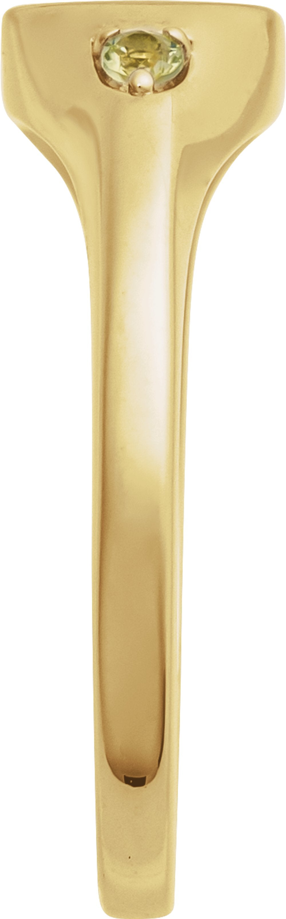 14K Yellow Gold Engravable Natural Peridot Signet Ring