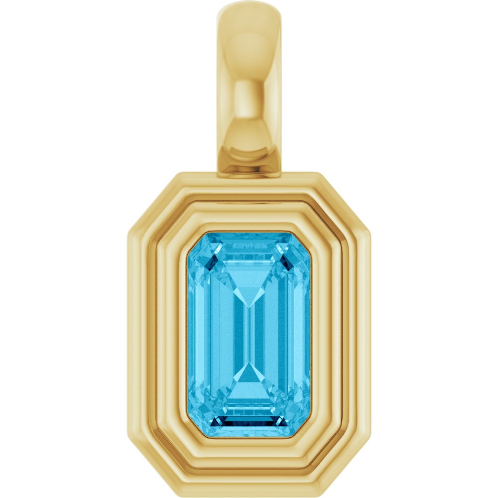 14K Yellow Gold Natural Aquamarine Charm/Pendant