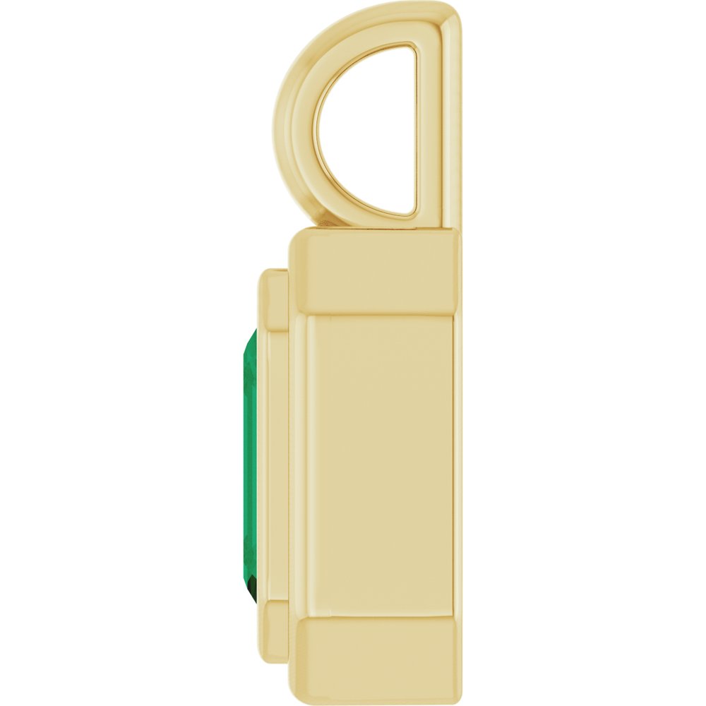 14K Yellow Gold Lab-Grown Emerald Charm/Pendant