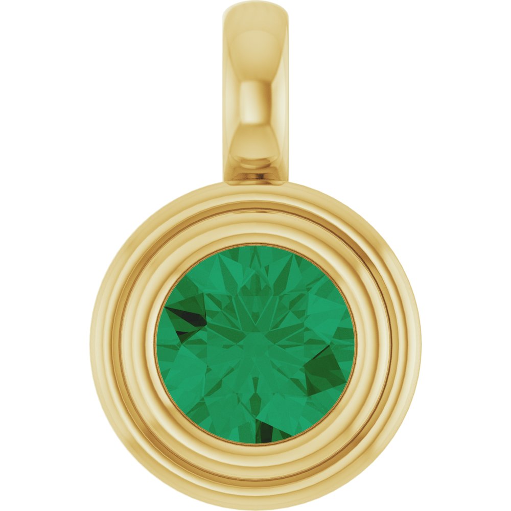 14K Yellow Gold Lab-Grown Emerald Charm/Pendant