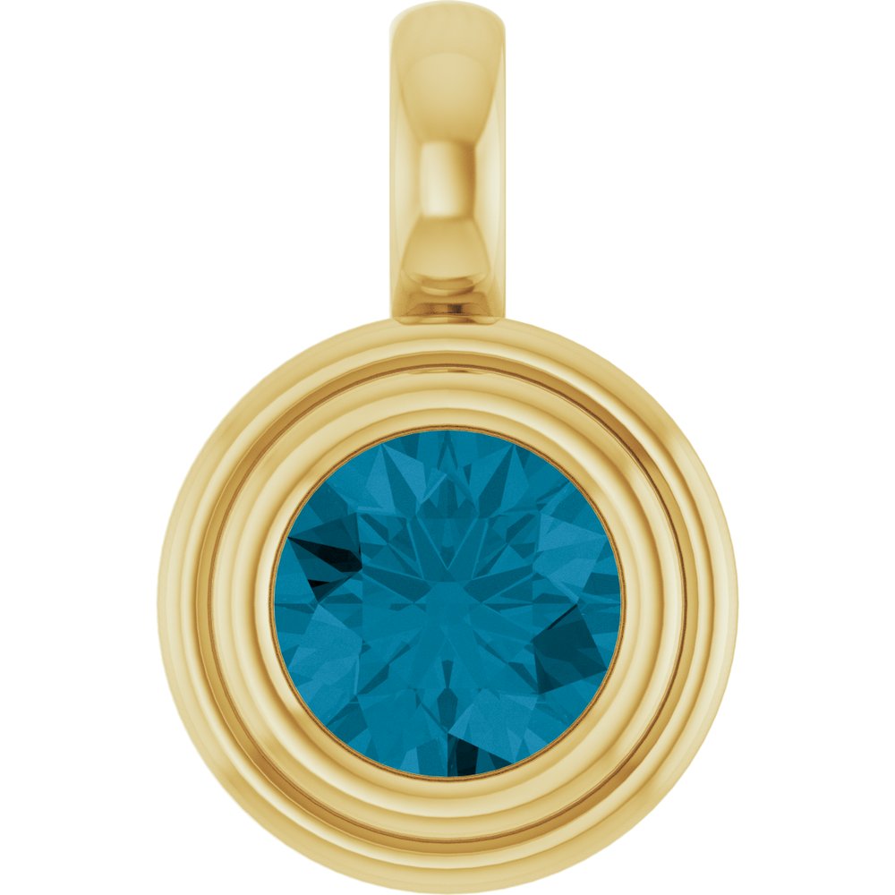14K Yellow Gold Natural London Blue Topaz Charm/Pendant