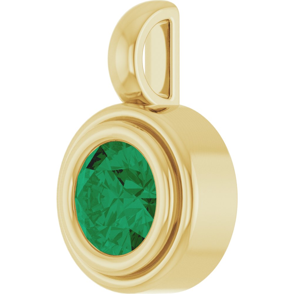 14K Yellow Gold Lab-Grown Emerald Charm/Pendant