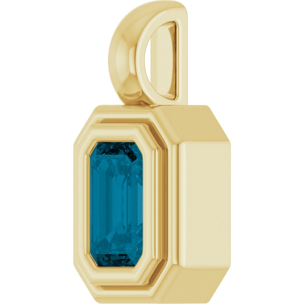 14K Yellow Gold Natural London Blue Topaz Charm/Pendant
