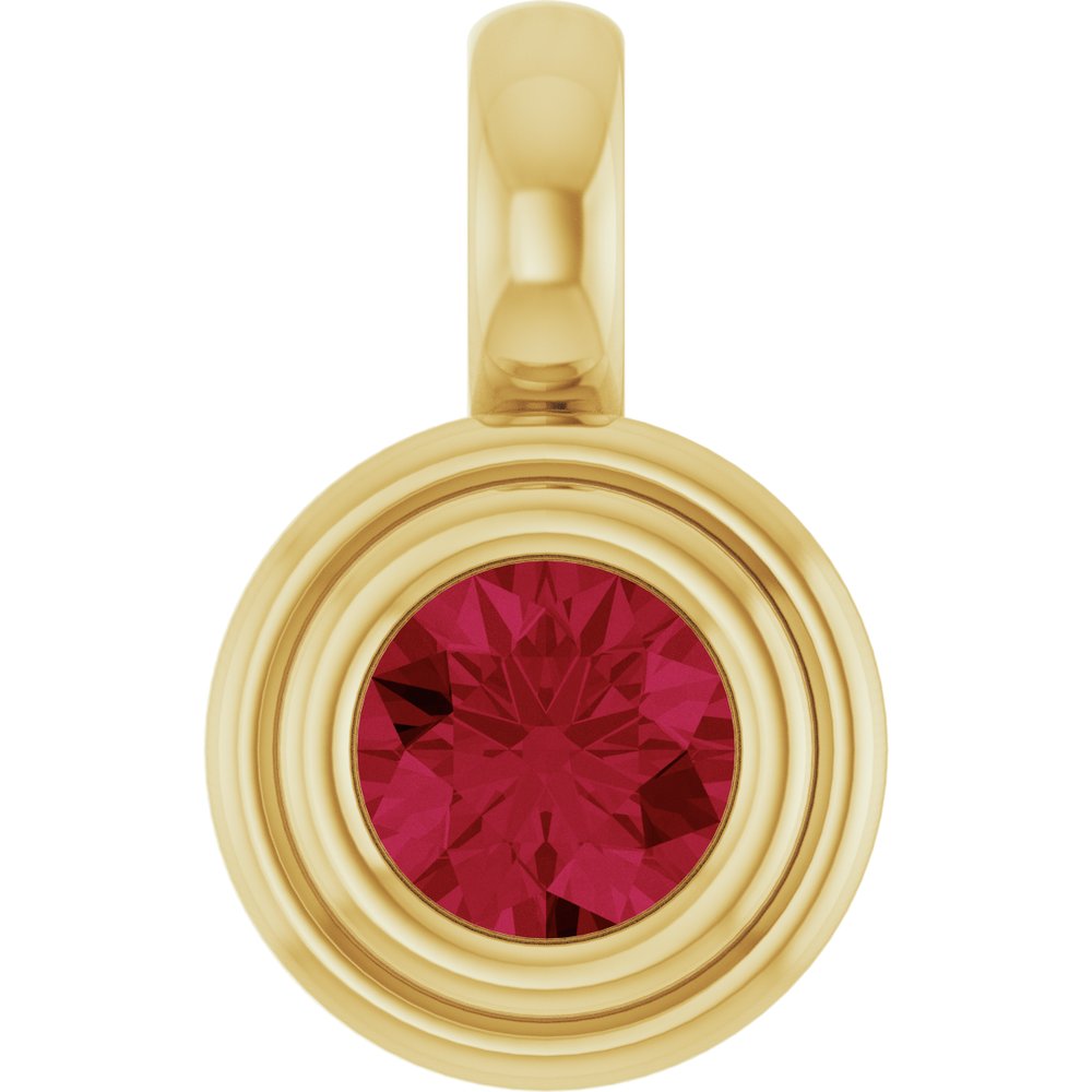 14K Yellow Gold Lab-Grown Ruby Charm/Pendant