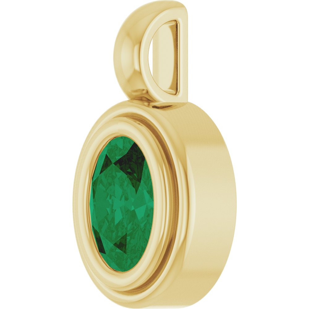 14K Yellow Gold Lab-Grown Emerald Charm/Pendant