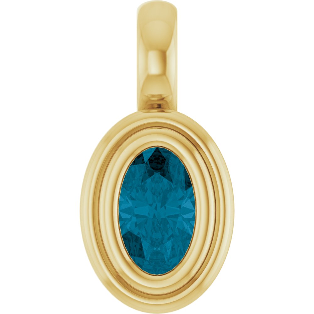 14K Yellow Gold Natural London Blue Topaz Charm/Pendant