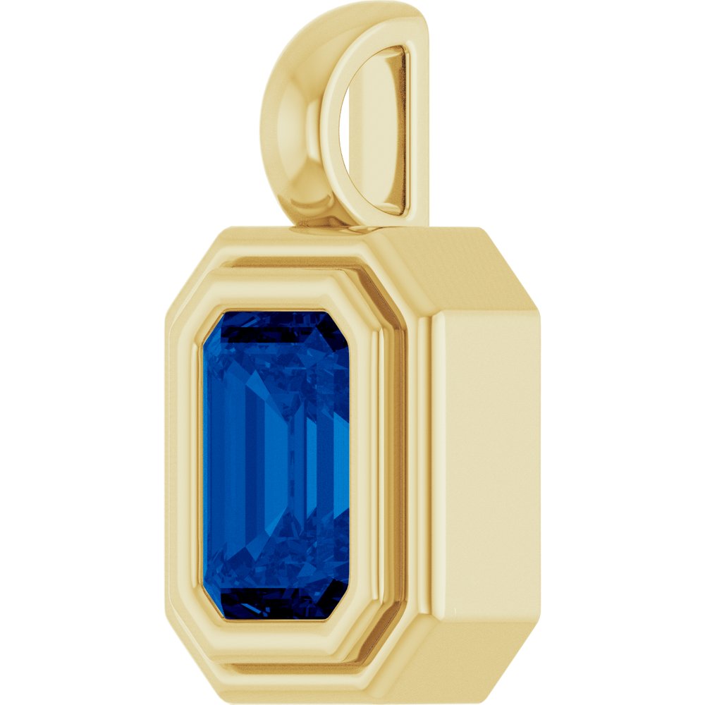 14K Yellow Gold Lab-Grown Blue Sapphire Charm/Pendant