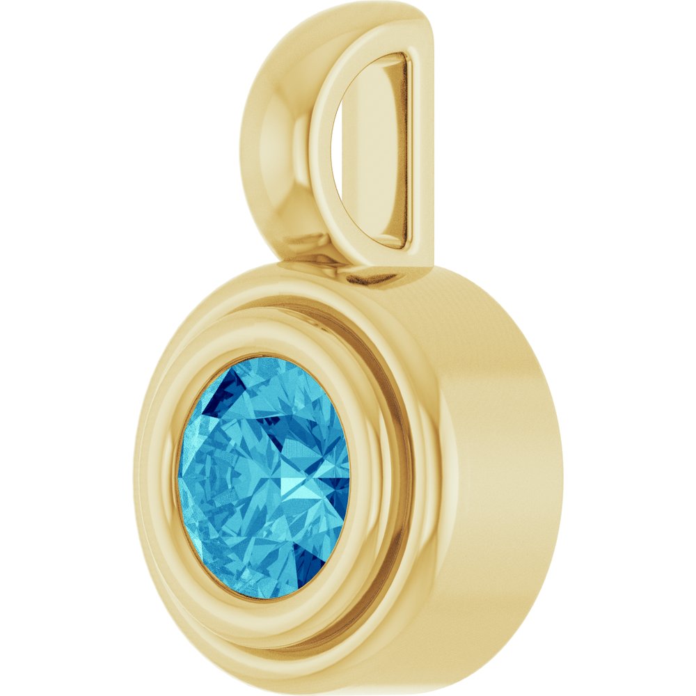 14K Yellow Gold Natural Blue Zircon Charm/Pendant