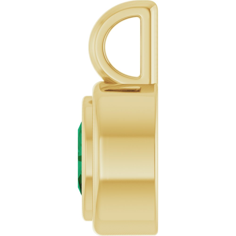 14K Yellow Gold Lab-Grown Emerald Charm/Pendant