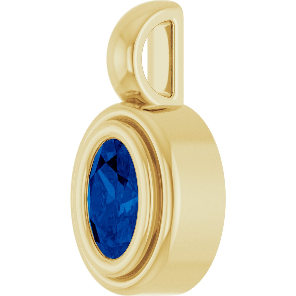 14K Yellow Gold Lab-Grown Blue Sapphire Charm/Pendant
