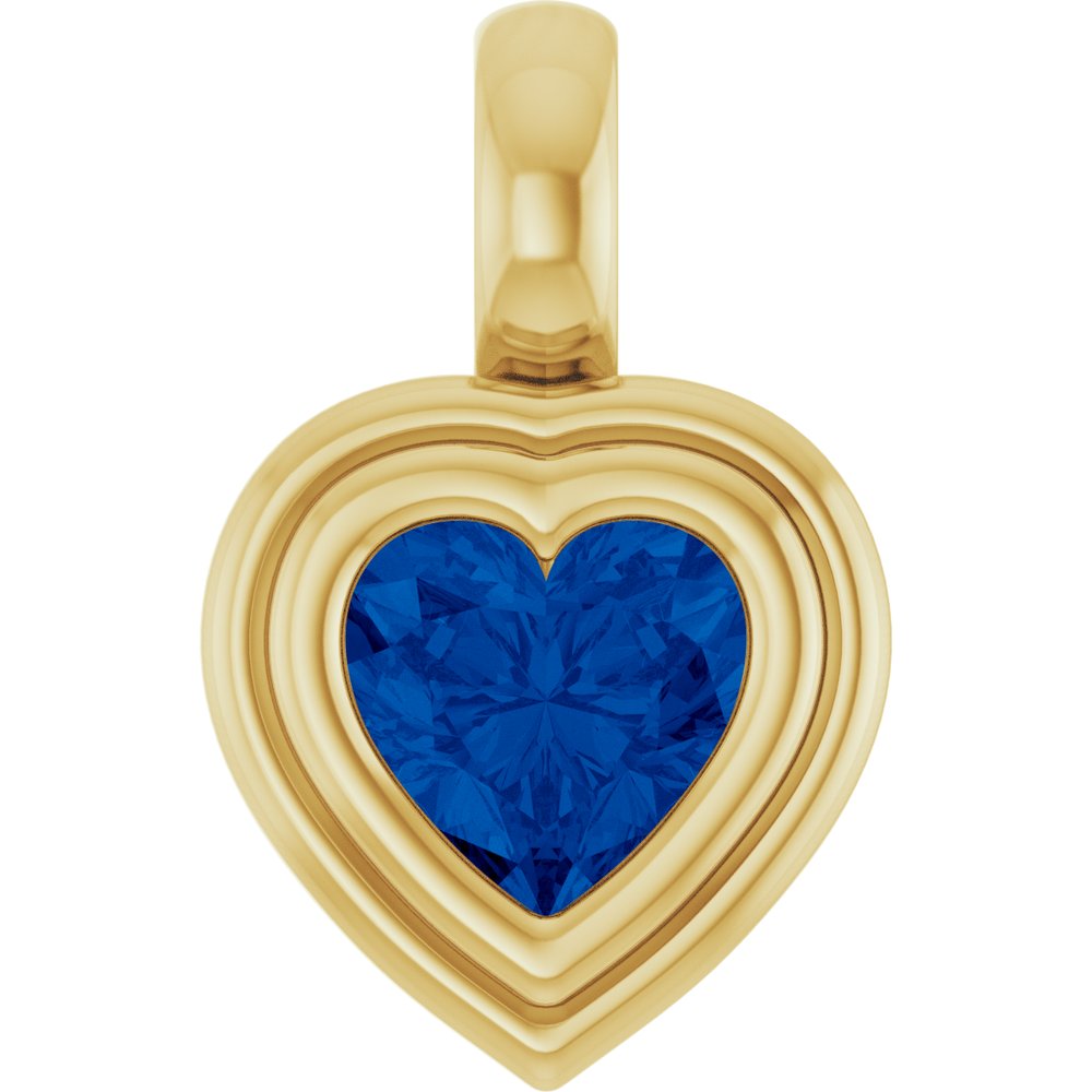 14K Yellow Gold Lab-Grown Blue Sapphire Charm/Pendant