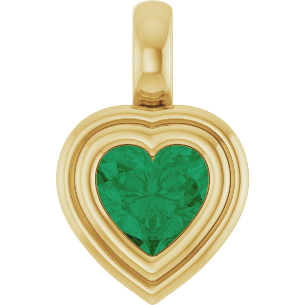 14K Yellow Gold Lab-Grown Emerald Charm/Pendant
