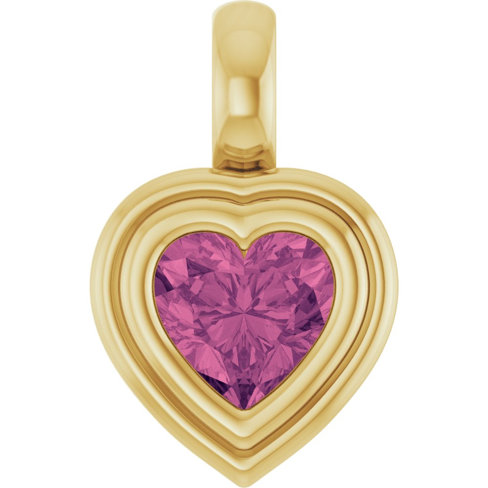 14K Yellow Gold Natural Pink Tourmaline Charm/Pendant