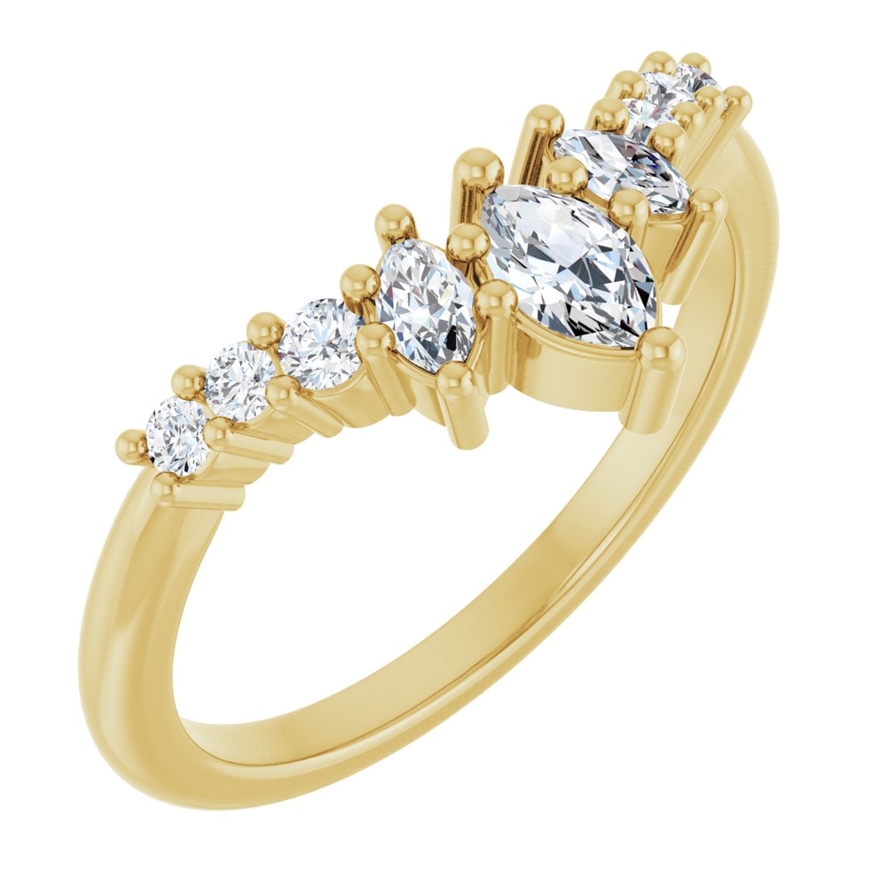 14K Yellow Gold 3/8 CTW Lab-Grown Diamond Contour Band