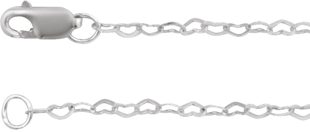 14K White Gold 1.9 mm Heart 18" Chain