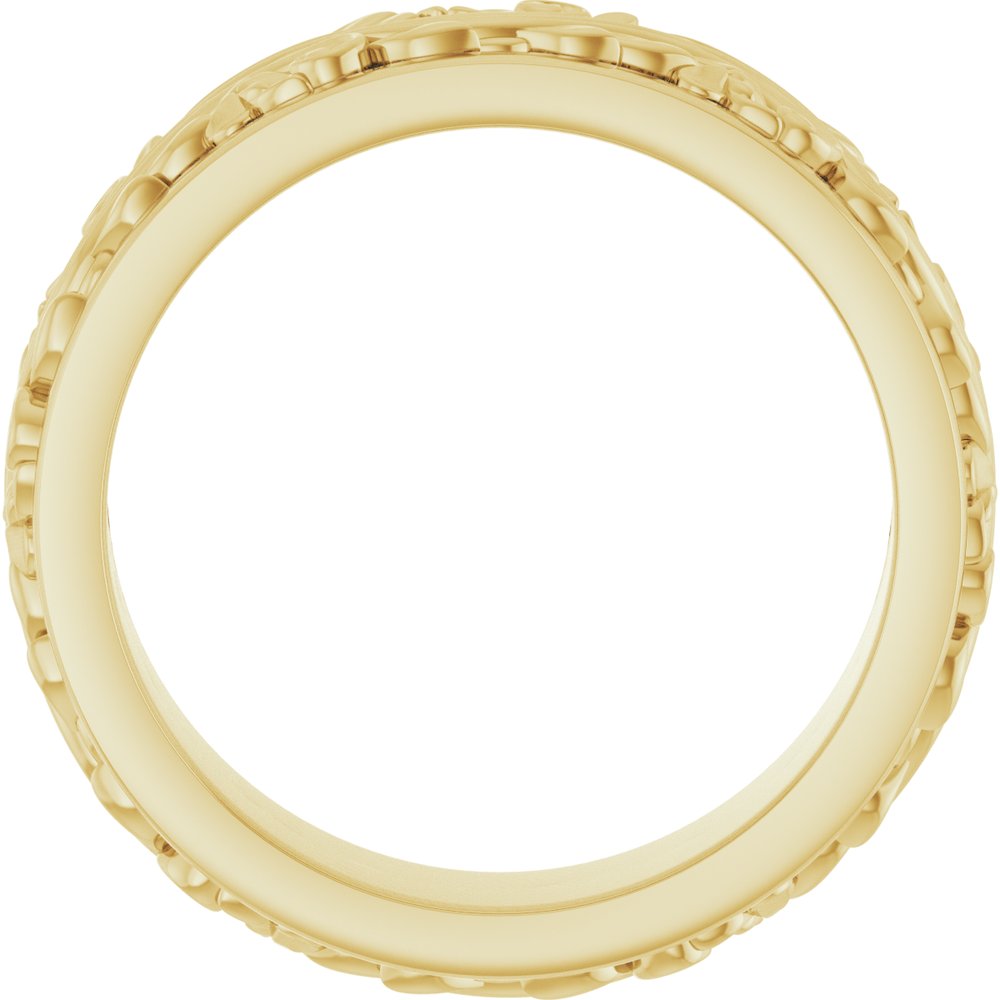 14K Yellow Gold 6 mm Floral Inlay Flat Band Size 7