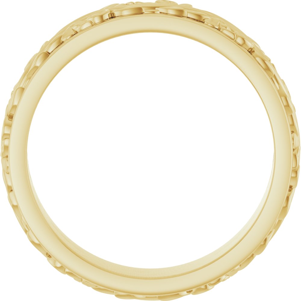 10K Yellow Gold 6 mm Floral Inlay Flat Band Size 12