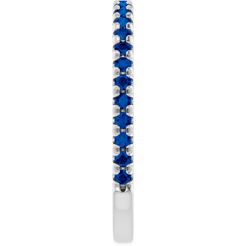 14K White Gold Natural Blue Sapphire French-Set Anniversary Band