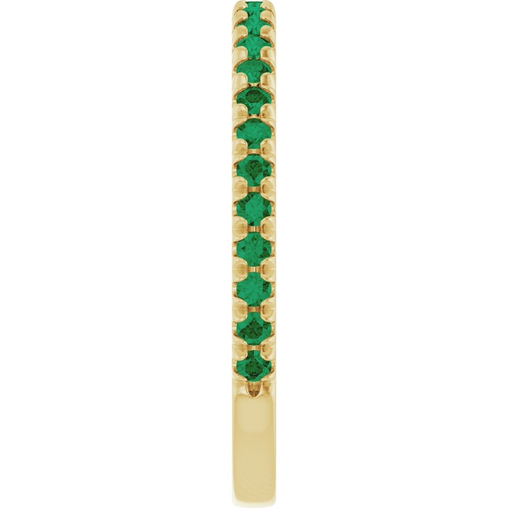 14K Yellow Gold Lab-Grown Emerald French-Set Anniversary Band