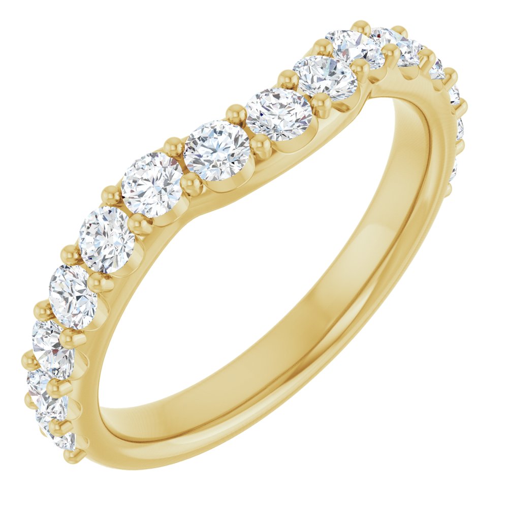 14K Yellow Gold 9/10 CTW Natural Diamond Contour Band