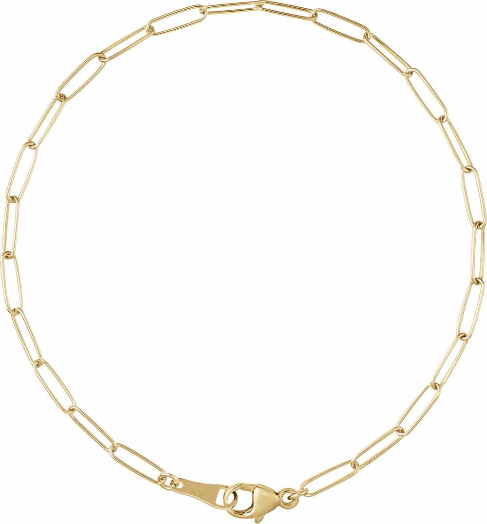 18K Yellow Gold 2.4 mm Paperclip-Style 7" Chain