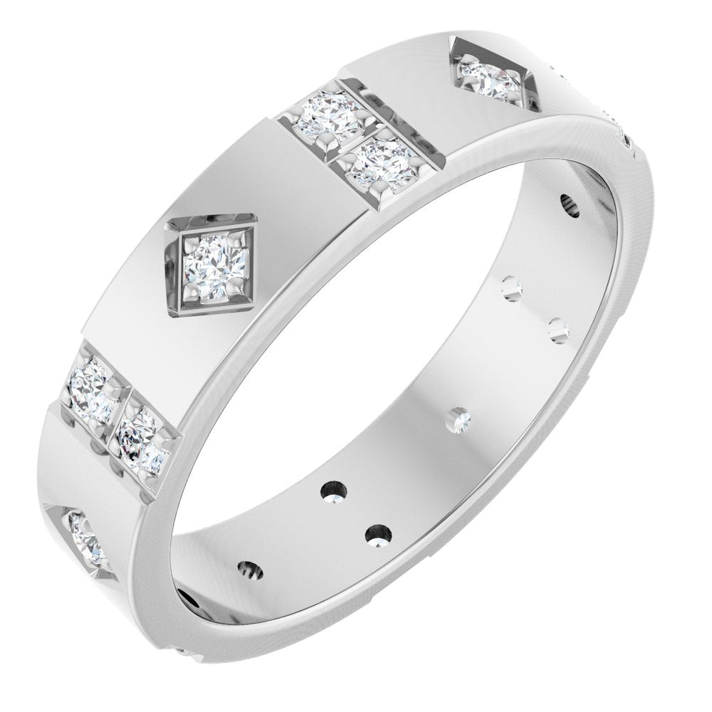 14K White Gold 1/2 CTW Natural Diamond Mens Accented Band