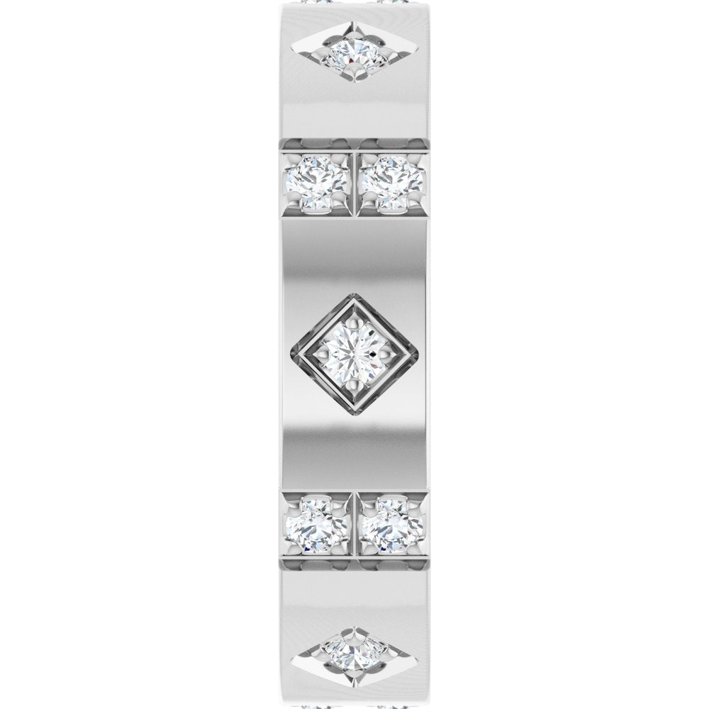 14K White Gold 1/2 CTW Natural Diamond Mens Accented Band