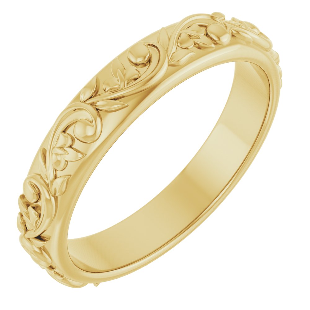 14K Yellow Gold 3.5 mm Sculptural Band Size 7