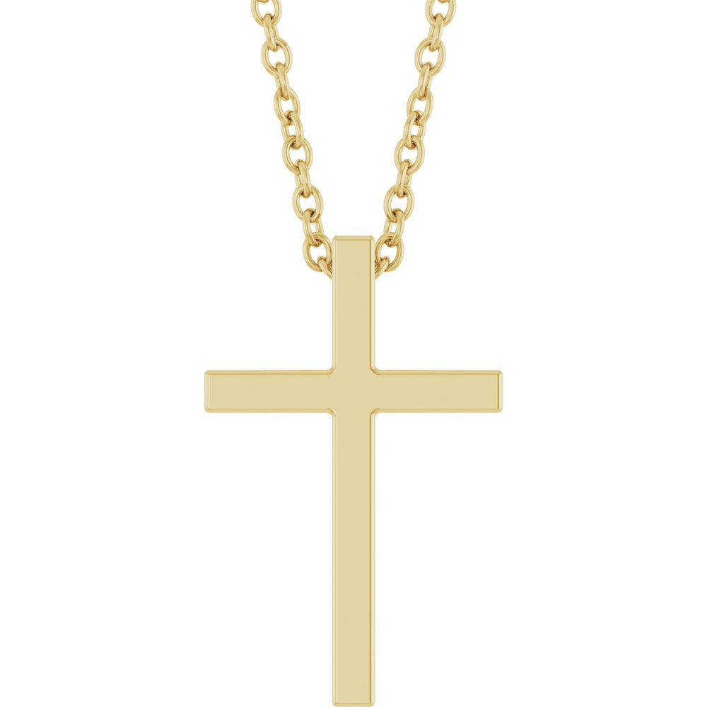14K Yellow Gold 15x9.5 mm Cross 18" Necklace