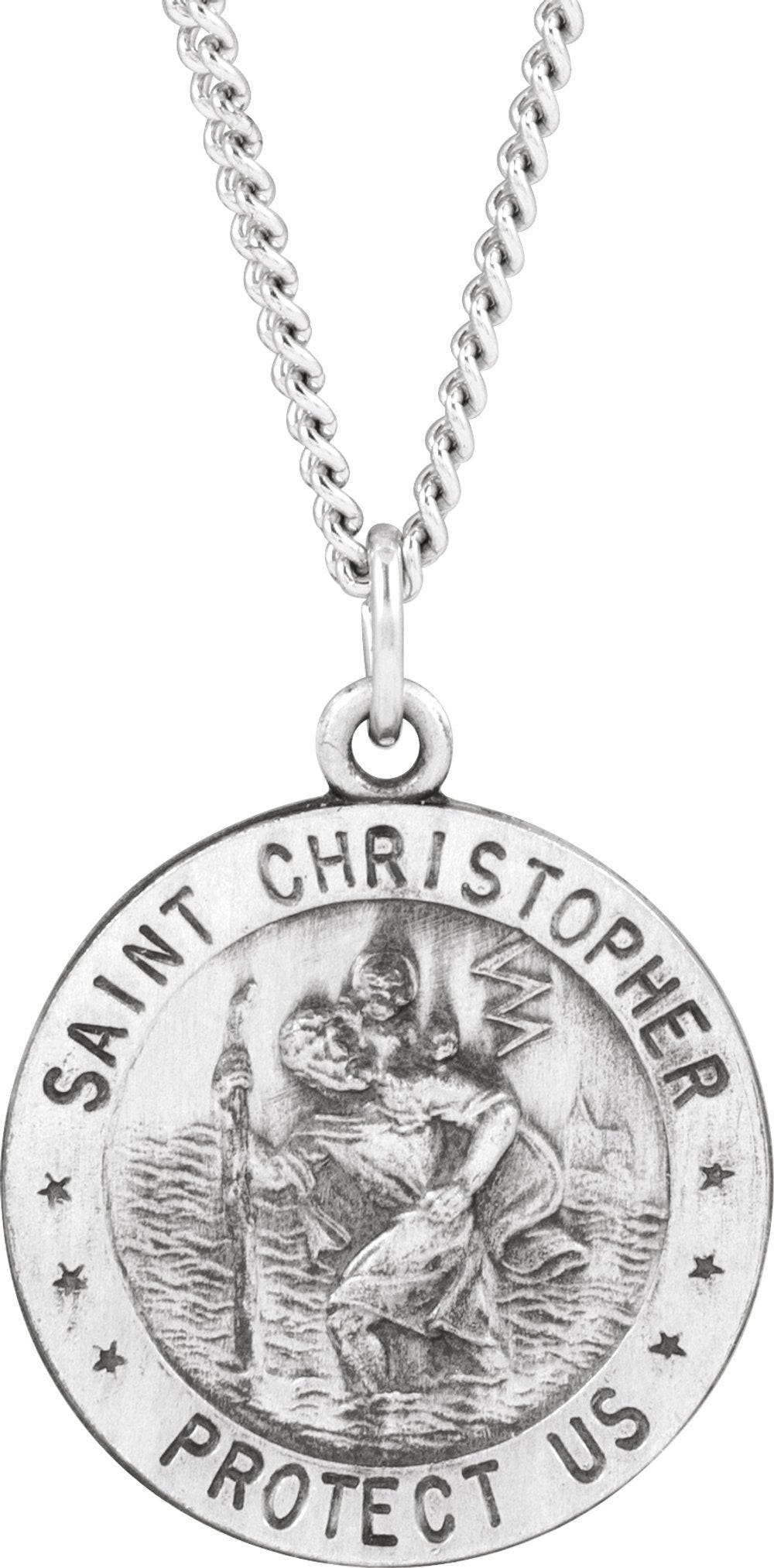 Sterling Silver 18 mm Reversible St. Christopher/U.S. Army Medal 18" Necklace