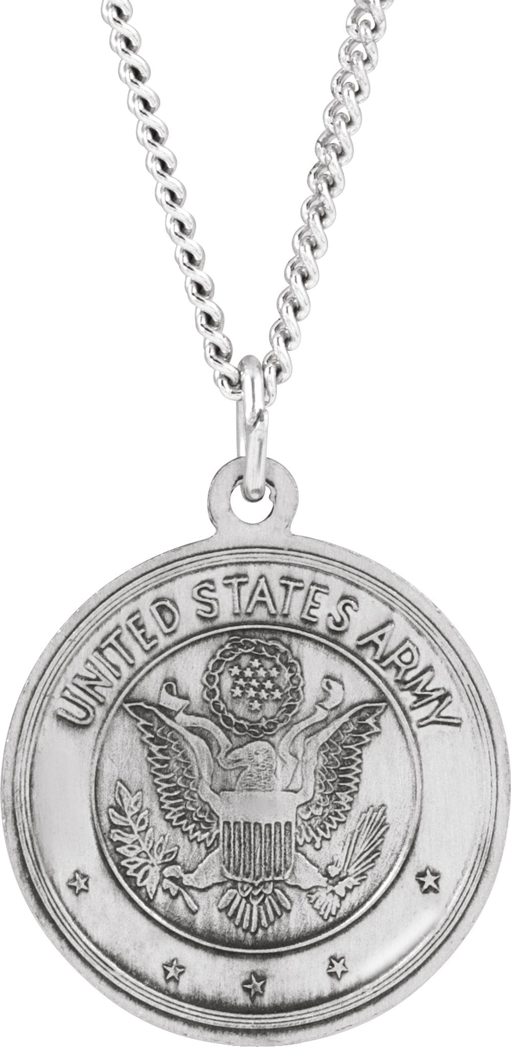 Sterling Silver 18 mm Reversible St. Christopher/U.S. Army Medal 18" Necklace