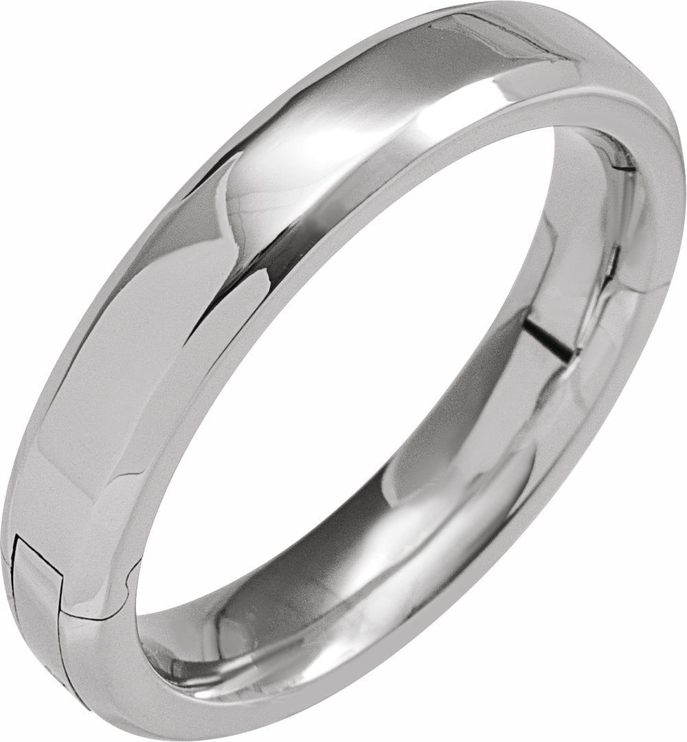 14K White Gold 4 mm CLIQ® Hinged Adjustable Beveled Edge Comfort-Fit Band