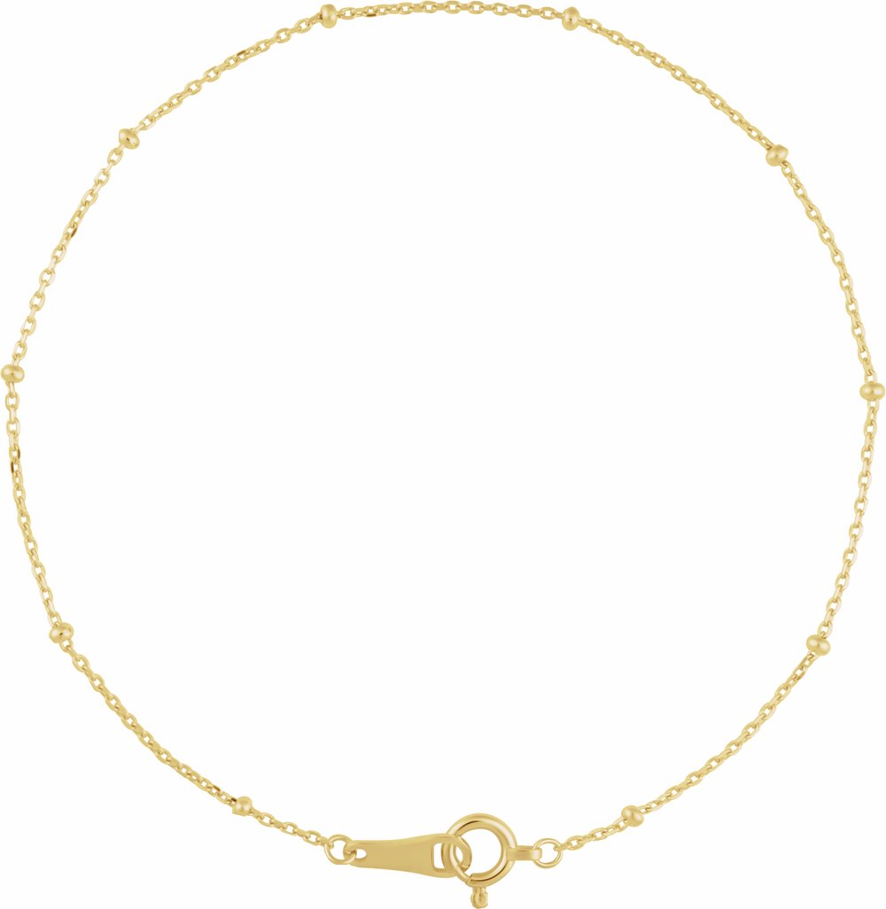 10K Yellow Gold 1.7 mm Satellite Bead Cable 7" Chain