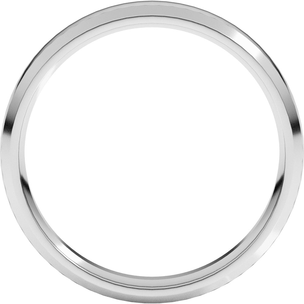 14K White Gold 4 mm Beveled-Edge Comfort-Fit Half Round Band Size 6.5