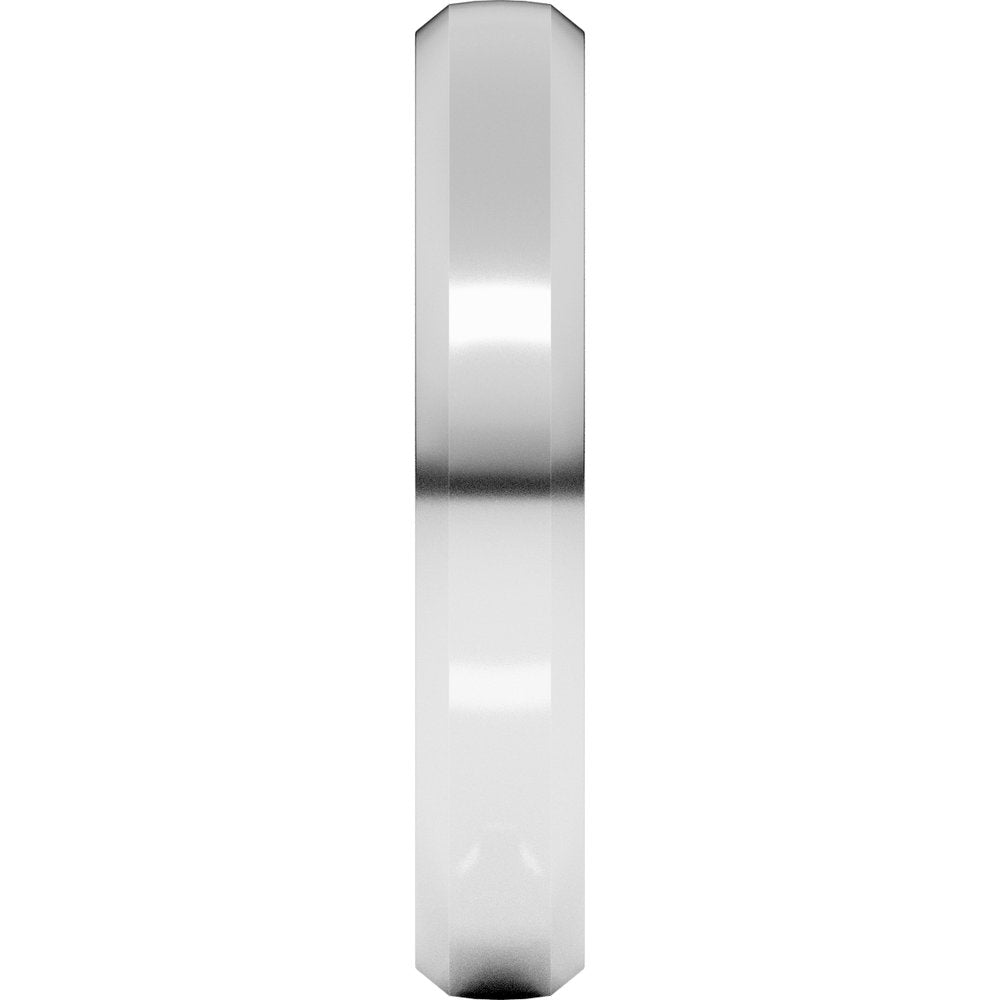 14K White Gold 4 mm Beveled-Edge Comfort-Fit Half Round Band Size 6.5